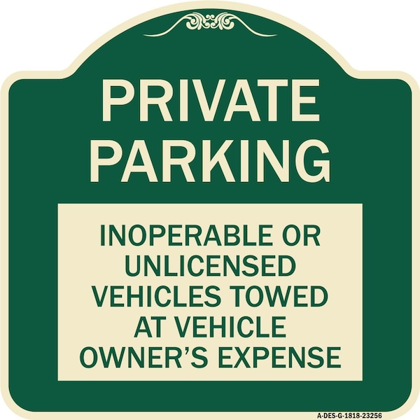 Private Parking Inoperable or Unlicensed Vehicles Towed at Vehicle Owners Expense, G-1818-23256